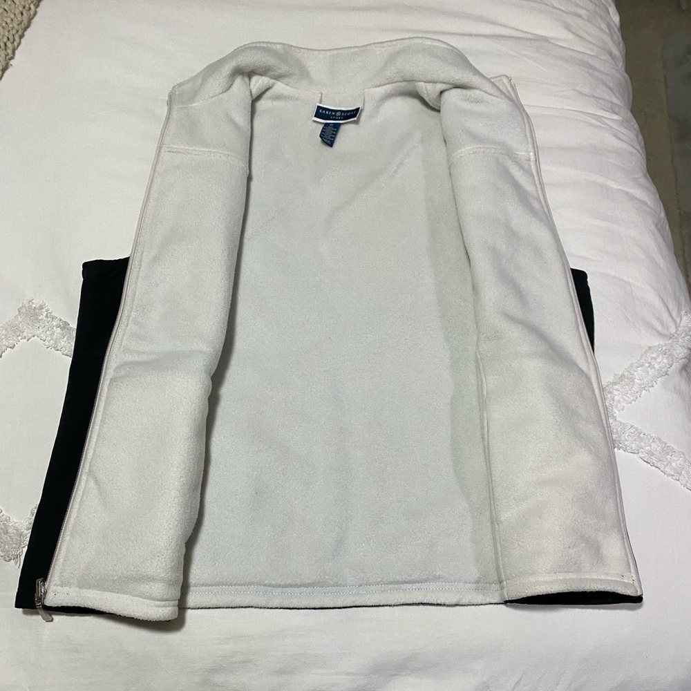 Karen Scott Sport Black Quilted and White Fleece Reversible Vest XL - Picture 10 of 13